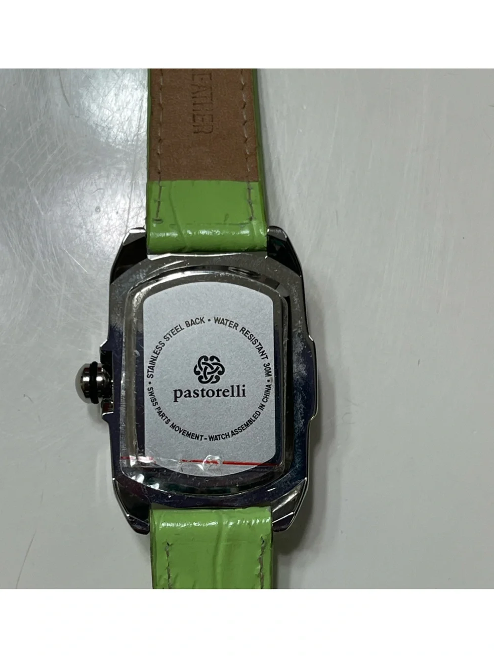 Pastorelli Ladies' Quartz Analog Stainless Steel Watch with Lime Leather Strap